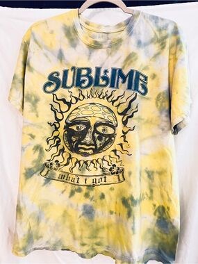 Yellow Tie-Dye Sun Graphic Home Art T-Shirt